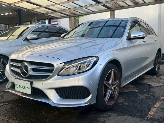 Cクラスステーションワゴン C200 ステーションワゴン スポーツ本革仕様 1オーナー車 AMG18AW AMGフルエアロ ブラックレザーインテリア HDDナビ フルセグTV Bカメラ LEDヘッドライト レーダーセーフティPKG パワーバックドア パドルシフト マルチステア(1枚目)