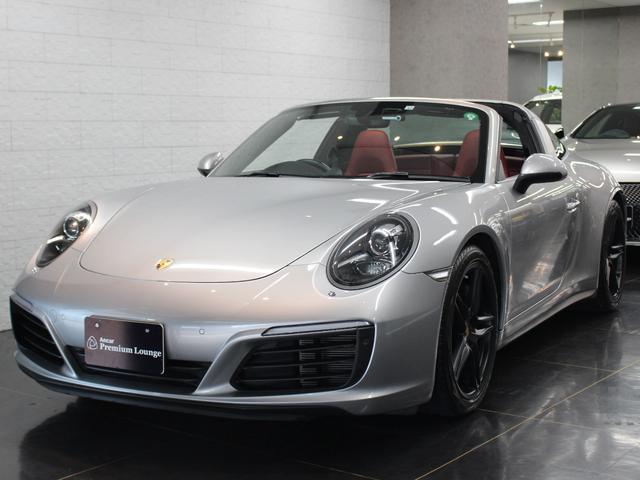 911タルガ4 赤&黒レザーインテリア スポクロ スポエキ 2017モデル PASM PDLS マットブラック19AW エントリードライブ エンボス加工ヘッドレスト 赤メーター シートヒーター カラークレストキャップ(1枚目)