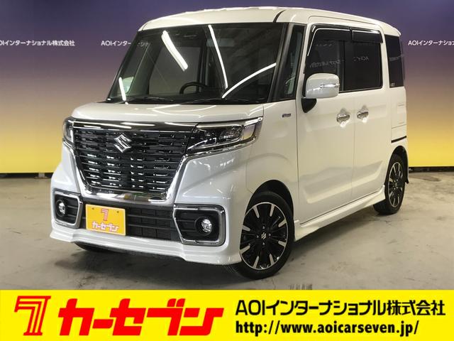 スズキ スペーシアカスタム ハイブリッドＸＳターボ　４ＷＤ　社外ナビ　フルセグＴＶ　両側パワースライドドア　バックカメラ　ＬＥＤオートライト　衝突軽減ブレーキ　クルーズコントロール