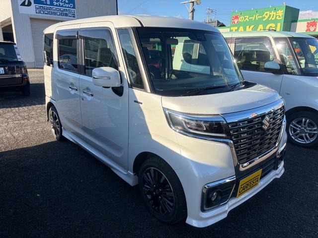 スペーシアカスタム ハイブリッドXSターボ 4WD 衝突被害軽減ブレーキ 両側電動スライドドア ナビ CD DVD Bluetooth 全方位カメラ クルーズコントロール パドルシフト ETC ヘッドアップディスプレイ シートヒーター(3枚目)