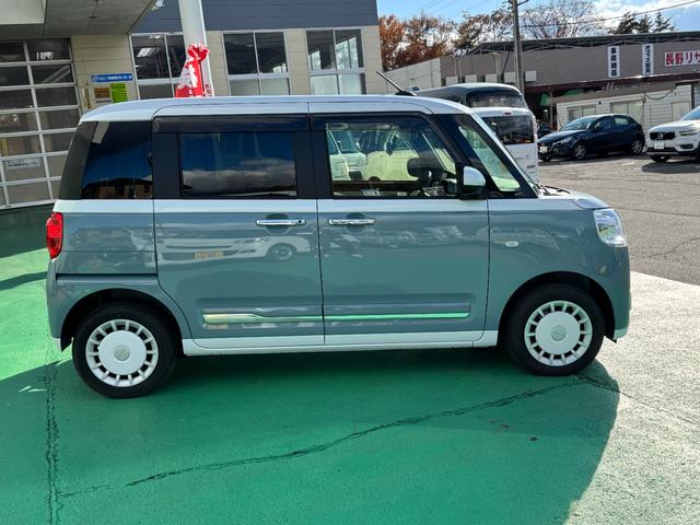 ムーヴキャンバス ストライプスＧターボ　４ＷＤ　ナビ　フルセグ　ＣＤ　ＤＶＤ　バックカメラ　クルーズコントロール　スマートアシスト　シートヒーター　エンジンスターター　スマートキー　両側電動スライドドア　修復歴無し　走行距離１４，２５５ｋｍ（11枚目）