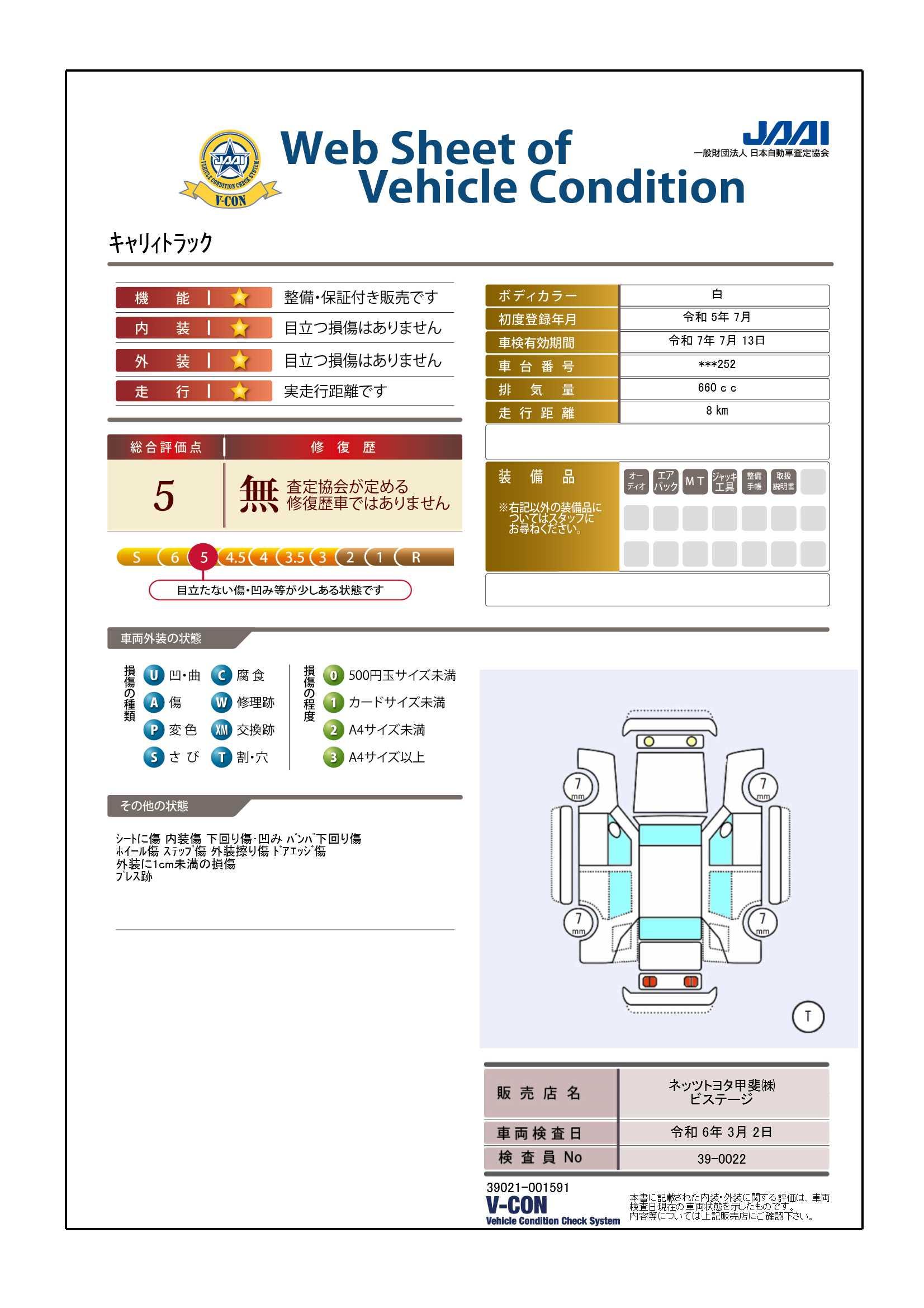 車両状態評価書