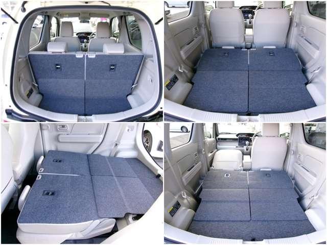 リアシートは難しい操作なく、ワンタッチで倒せます。