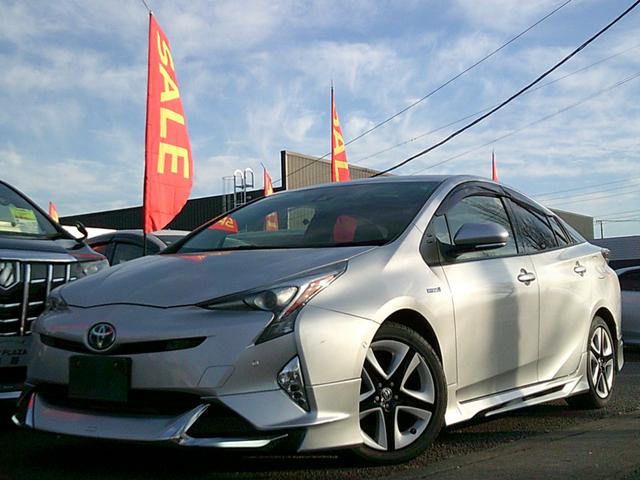 プリウス Sセーフティプラス トヨタセーフティ 駐車アシスト 純正ツーリング17インチアルミ エアロパーツ 純正SDナビTV Bモニター Bluetooth DVD再生 LEDヘッドライト フォグランプ ETC クリアランスソナー(5枚目)