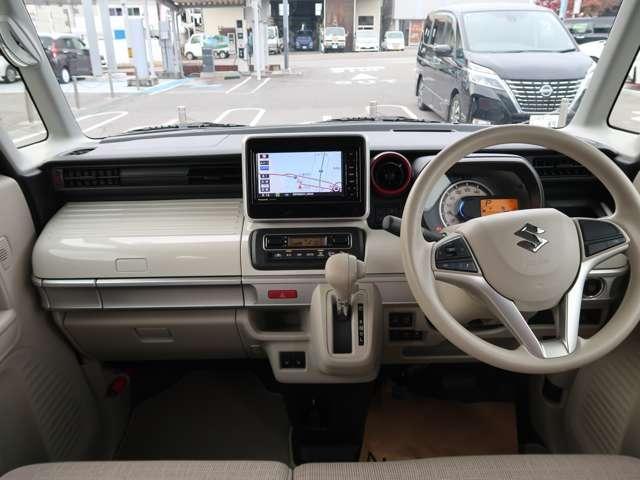 スペーシア ハイブリッドＸ　４ＷＤ　両側スライドドア　ナビ　クリアランスソナー　レーンアシスト　衝突被害軽減システム　スマートキー　電動格納ミラー　シートヒーター　ベンチシート　ＣＶＴ　盗難防止システム　ＡＢＳ　ＥＳＣ（3枚目）