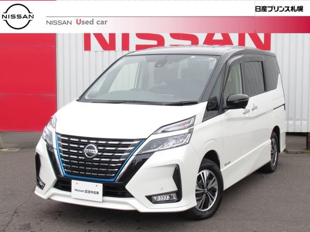 日産 セレナ ｅ－ＰＯＷＥＲ　ハイウェイスターＶ　純正ナビ　プロパイロット　アランドビューモニター　ワンオナ　車線逸脱防止　点検記録簿　キーフリーシステム　ＬＥＤヘッドランプ　バックモニター　寒冷地　ＡＷ　ナビ＆ＴＶ　セキュリティー　メモリナビ　オートエアコン　ＡＢＳ