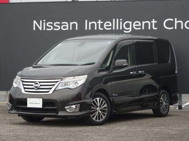 日産 セレナ ２．０　ハイウェイスター　Ｖセレクション＋Ｓａｆｅｔｙ　Ｓ－ＨＹＢＲＩＤ　純正ナビ・バックカメラ・ＬＥＤライト　両側自動ドア　エマージェンシーＢ　メモナビ　Ｒカメラ　エアコン　車線逸脱防止　インテリキー　オートクルーズ　定期点検記録簿　ＥＴＣ　パワーウィンド　盗難防止装置　Ｗエアバッグ　パワステ　エアバック