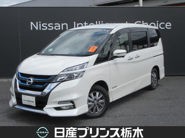 日産 セレナ ｅ－ＰＯＷＥＲ　ハイウェイスター　Ｖ　ブルートゥース　フルオートエアコン　横滑り　電動格納ドアミラー　地デジ　被害軽減ブレーキ　ダブルエアコン　ＤＶＤ再生　車線逸脱警報装置　Ｆカメラ　シ－トヒ－タ－　スマートキー　イモビ　３列シート