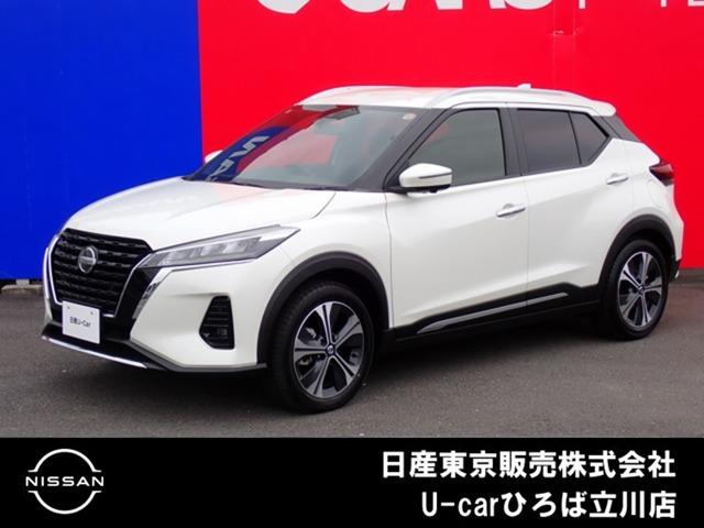 キックス １．２　Ｘ　ＦＯＵＲ　（ｅ－ＰＯＷＥＲ）　４ＷＤ　純正メモリーナビ　ＳＯＳコール　ナビＴＶ　ＬＥＤライト　踏み間違い防止　アラウンドビュ－　ＥＴＣ　禁煙車　盗難防止システム　車線逸脱警報　インテリキー　バックモニター　ワンオーナー　オートエアコン　４ＷＤ　アルミホイール　記録簿付き（1枚目）