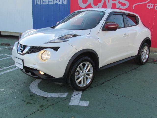 ジューク(日産) １．５　１５ＲＸ　Ｖセレクション　衝突被害軽減ブレーキ・全方位カメラ　ＡＵＴＯエアコン　車線逸脱警報システム　禁煙　ワンオ−ナ−車　セキュリティーアラーム　パワーウィンドウ　スマートエントリー　ドラレコ　Ａストップ　アルミホイール　バックモニター　ＥＴＣ車載器　ワンセグ 中古車画像