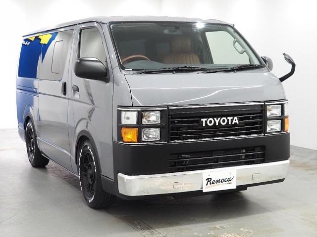 ハイエースバン ロングスーパーGL トヨタ ハイエースバン リノカ コーストライン クラシックカスタム オールペイント 前後メッキラッピング BJメキシカン ホワイトリボンタイヤ クラシックシートカバー 茶木目インテリアパネル ETC(3枚目)