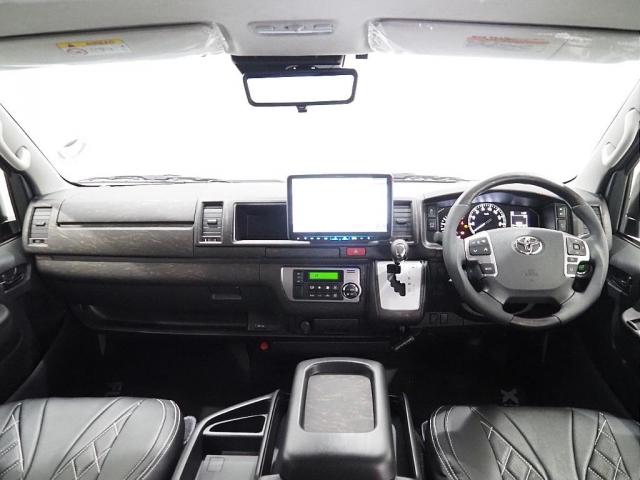 ハイエースワゴン GL ロング ファインテックツアラー ファインテックツアラー 両側パワースライドドア ローダウン FLEXオリジナルカスタムパーツ スポイラー オーバーフェンダー アルミホイール テールランプ シートカバー インテリアパネル アルパイン(10枚目)