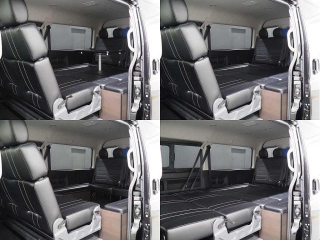 ハイエースワゴン ＧＬ　ハイエース　ワゴン　フルフラットシート　セカンドシート３人掛け　ＢＬＡＣＫＥＤＩＴＩＯＮ　ローダウン　オリジナルホイール　オーバーフェンダー　煌ＬＥＤテールランプ　大画面ナビアルパイン　フリップモニタ（18枚目）