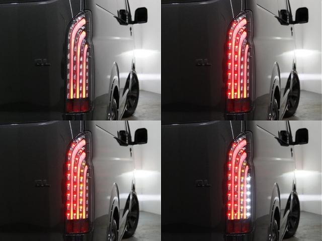 ハイエースワゴン ＧＬ　ハイエース　ワゴン　フルフラットシート　セカンドシート３人掛け　ＢＬＡＣＫＥＤＩＴＩＯＮ　ローダウン　オリジナルホイール　オーバーフェンダー　煌ＬＥＤテールランプ　大画面ナビアルパイン　フリップモニタ（20枚目）