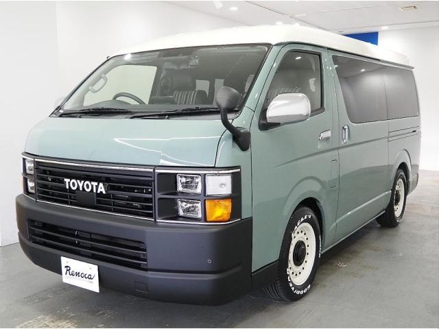 ハイエースワゴン ＧＬ　ハイエース　ワゴンＧＬ　３ナンバー　１０人乗り　オールペイント　ツートン　ＦＬＥＸオリジナルフェイスチェンジ　リノカ　角目４灯　ＬＥＤヘッド　シートカバー　パワースライドドア　アルミホイール　ＥＴＣ（4枚目）