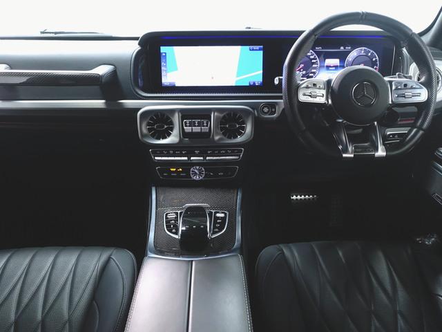Gクラス G63 AMGレザーエクスクルーシブパッケージ AMGカーボンファイバーインテリアトリム シートヒーター シートエアコン パワーシート トランクスルー フロアマット コネクテッド機能 ナビ 音楽プレーヤー接続 Bluetooth接続 TV ETC(12枚目)