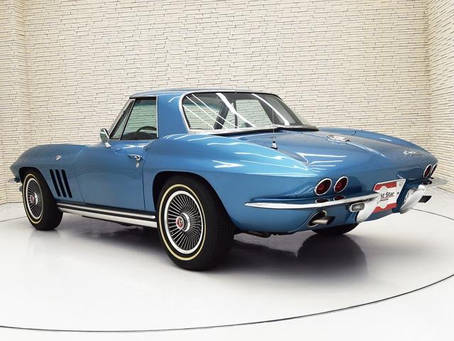 シボレーコルベット スティングレー C2 1965年モデル 15inAW マリーナブルーインテリア 白革 ホワイトレザールーフライニング ウッドステアリング シガーソケット 禁煙(2枚目)