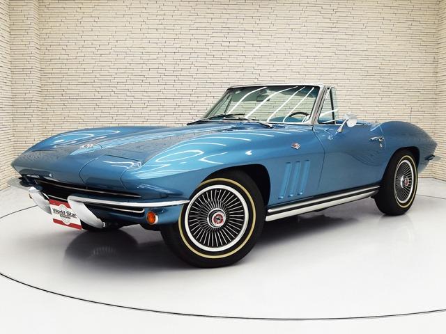 シボレーコルベット スティングレー C2 1965年モデル 15inAW マリーナブルーインテリア 白革 ホワイトレザールーフライニング ウッドステアリング シガーソケット 禁煙(4枚目)