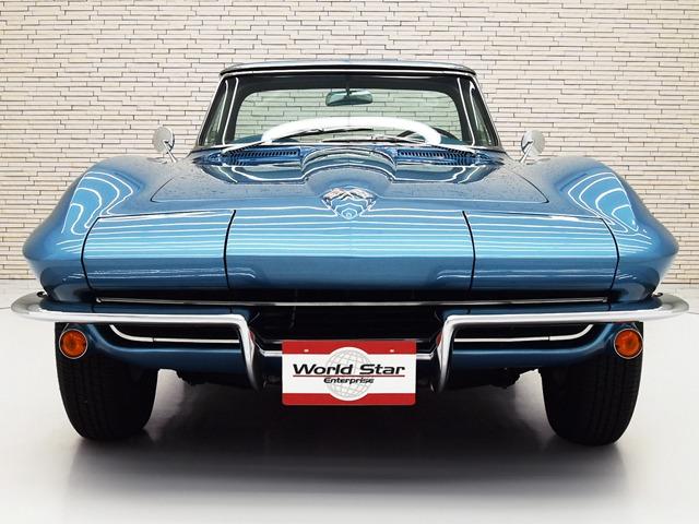 シボレーコルベット スティングレー C2 1965年モデル 15inAW マリーナブルーインテリア 白革 ホワイトレザールーフライニング ウッドステアリング シガーソケット 禁煙(10枚目)