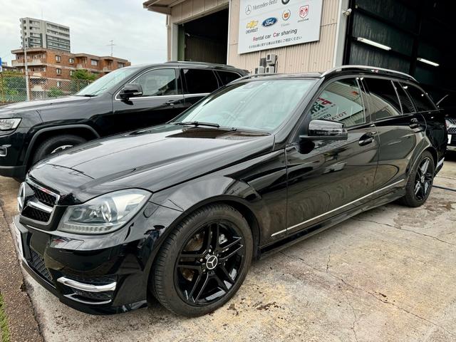 Ｃ２００ブルーエフィシェンシーワゴンアバンＧ　ＡＭＧスポーツＰＫＧ　Ｃ６３風グリル　シルバーキャリパー＆ＡＭＧステッカー　パワーシート　Ｗ２０５純正１８インチホイール　モールラッピング　フルセグＴＶ　ＥＴＣ　純正ナビ　バックカメラ　フルレザー黒革(5枚目)