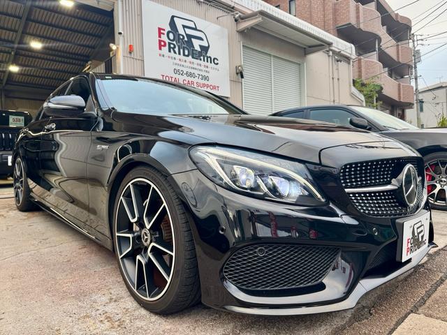 Cクラス C200アバンギャルド AMGライン C43ルック ローダウン 社外19AW シルバーキャリパー 純正ナビ&TV レザーシート シートヒーター クルコン ダイアモンドグリル BLUETOOTH スマートキー(3枚目)