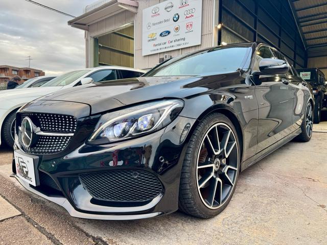 Cクラス C200アバンギャルド AMGライン C43ルック ローダウン 社外19AW シルバーキャリパー 純正ナビ&TV レザーシート シートヒーター クルコン ダイアモンドグリル BLUETOOTH スマートキー(4枚目)