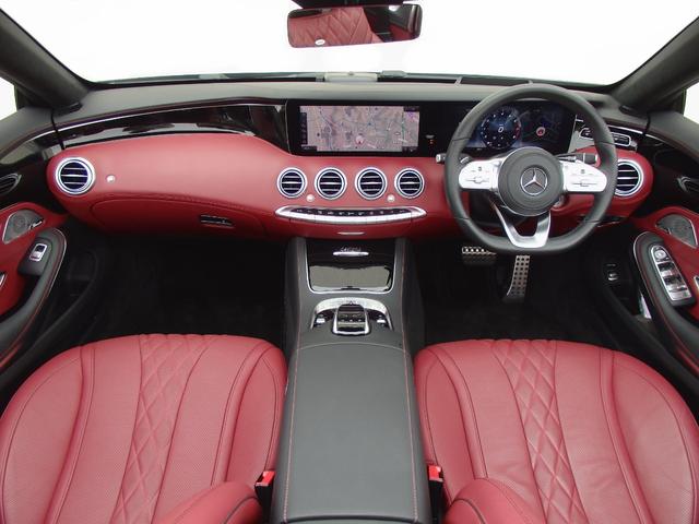 Sクラス S560 カブリオレ 弊社ユーザー様買取り車両 右H 純正パーツS63仕様 ダークレッドソフトトップ ベンガルレッドナッパレザー ダイヤモンドホワイト TVキャンセラー スワロフスキークリスタルPKG 純正20インチAW(3枚目)