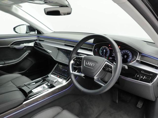 A8 60TFSI eクワトロ 元デモカー コンフォートPKG パノラマサンルーフ 20インチアルミ 黒本革シート(ベンチレーション・マッサージ機能) 全周囲カメラ B&O3Dサウンド 四輪操舵 デジタルマトリクスLEDヘッドライト(10枚目)