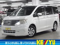 ステップワゴン　Ｇ　８人乗り　フルエアロ　フリップダウンモニター　カロッツェリアナビ　ＥＴＣ　バックカメラ　Ｂｌｕｅｔｏｏｔｈオーディオ　フルセグＴＶ　ＣＤ・ＤＶＤ　両側スライド　アイドリングストップ　サイドビューサポートミラー　電格ミラー（ホンダ）