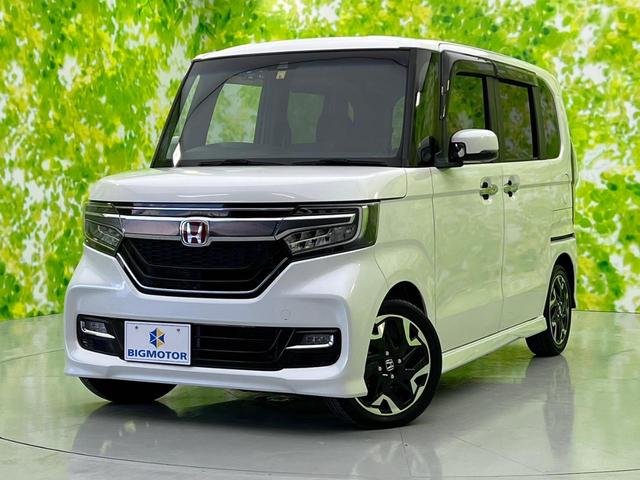 沖縄県の中古車ならＮ－ＢＯＸカスタム Ｇ・Ｌターボホンダセンシング　保証書／社外　ＳＤナビ／ホンダセンシング／両側電動スライドドア／シートヒーター　前席／車線逸脱防止支援システム／シート　ハーフレザー／ドライブレコーダー　社外／ヘッドランプ　ＬＥＤ　ターボ　ＤＶＤ再生