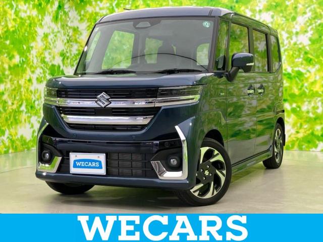 スペーシアカスタム ４ＷＤハイブリッドＸＳターボ　保証書／純正　９インチ　メモリーナビ／セーフティサポート（スズキ）／両側電動スライドドア／シートヒーター　前席／全方位モニター／車線逸脱防止支援システム／シート　ハーフレザー　ターボ　全周囲カメラ（1枚目）