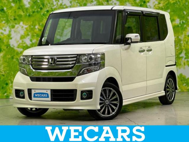 N-BOXカスタム ターボSSパッケージ 新品タイヤ/保証書/社外 SDナビ/衝突安全装置/両側電動スライドドア/ドライブレコーダー 社外/ヘッドランプ HID/Bluetooth接続/ETC/EBD付ABS/横滑り防止装置 バックカメラ(1枚目)