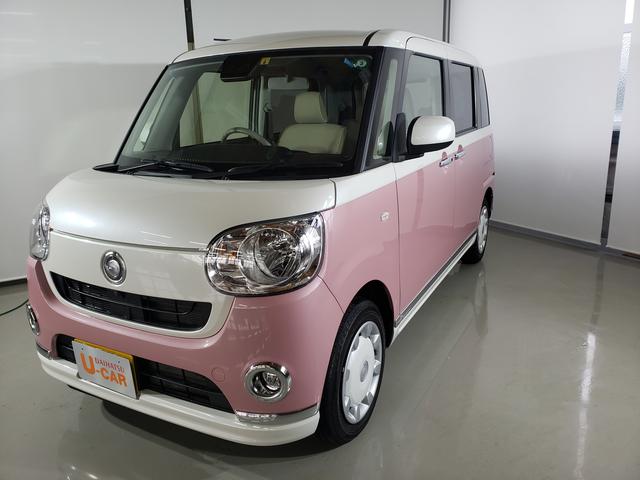 ダイハツ ムーヴキャンバスｘメイクアップリミテッド ｓａ３ ４ｗｄ ストライプカラー 両側電動スライドドアの中古車 令和2 年式 走行0 7万キロ 車体色パールホワイト３ ｘ ブルーミングピンクメタリック 鳥取県倉吉市清谷町１丁目２７０番地 鳥取ダイハツ販売株式