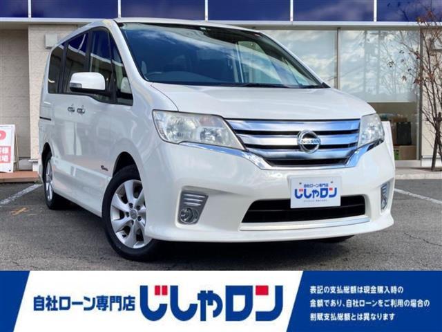 日産 セレナ ハイウェイスター　Ｓ－ハイブリッド　両側パワースライドドア　フリップダウンモニター　社外ナビ　ＣＤ／ＤＶＤ／Ｂｌｕｅｔｏｏｔｈ／ＳＤ／フルセグ　クルーズコントロール　プッシュスタート　スマートキー　革巻きステアリング