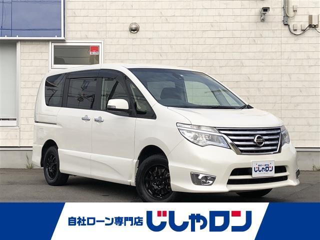 日産 セレナ ハイウェイスター　Ｓエディション　４ＷＤ　純正フリップダウンモニター　純正ナビ　フルセグＴＶ　ＣＤ・ＤＶＤ・ＢＴ・ＳＤ　バックカメラ　左側パワースライドドア　　ＥＴＣ　社外１５インチアルミホイール　純正アルミ＋夏タイヤ積み込み