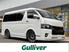 ハイエースワゴン GL 10人乗り フリップダウンM バックカメラ ETC 社外ナビ Bluetooth フルセグTV LEDライト 社外AW 冬タイヤ積込 片側電動スライドドア 革調シートカバー USB接続 中古車画像