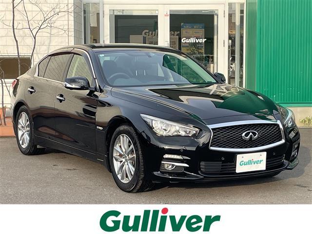 スカイライン(日産) ３５０ＧＴ　ＦＯＵＲ　ハイブリッド　タイプＰ　４ＷＤ　純正ナビ　フルセグＴＶ　アラウンドビューモニター　黒革シート　前席パワーシート・シートヒーター　前後ドラレコ　ＥＴＣ　衝突軽減ブレーキ　追従クルコン　レーンアシスト　前後ソナー　ＬＥＤライト 中古車画像