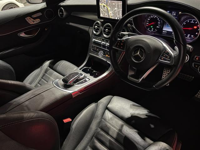 Cクラス C200アバンギャルド AMGライン ディーラー車 右ハンドル ブラックレザー AMGエアロ 純正ナビ フルセグ対応 社外18AW レッドキャリパー LEDライト ローダウン パワーシート シートヒーター アダプティブクルーズ ETC(6枚目)