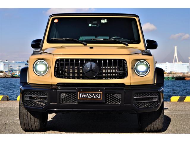 Gクラス G63 AMG世田谷特別オーダーモデル法人禁煙屋根保管左H特注オーダーカラーデザートサンドカーボンインテリア&ステアリングナイトパッケージエクスクルーシブPKG黒本革ベンチレーター22インチアルミディーラー(19枚目)