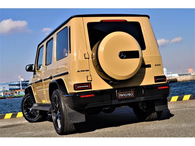 Gクラス G63 AMG世田谷特別オーダーモデル法人禁煙屋根保管左H特注オーダーカラーデザートサンドカーボンインテリア&ステアリングナイトパッケージエクスクルーシブPKG黒本革ベンチレーター22インチアルミディーラー(44枚目)