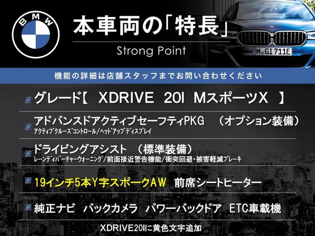 Ｘ２ ｘＤｒｉｖｅ　２０ｉ　ＭスポーツＸ　アドバンスドアクティブセーフティＰＫＧ　ドライビングアシスト　アクティブクルーズコントロール　純正ナビ　バックカメラ　パワーバックドア　前席シートヒーター　純正１９インチ５本Ｙ字スポークＡＷ　ＥＴＣ（3枚目）
