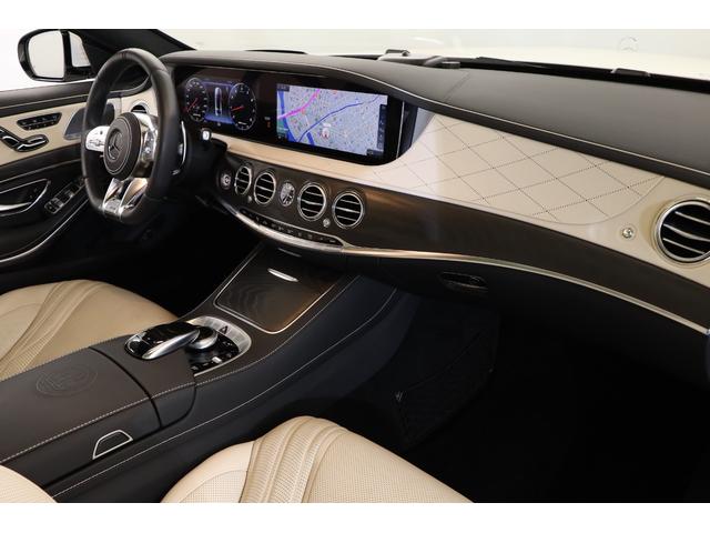 Sクラス S63 4マチック+ロング 後期モデル 有償色 白革 ショーファーPKG 20インチ鍛造アルミ パノラマルーフ LEDヘッドライト マッサージ機能 ベンチレーター ブルメスター リアエンタメ 純正HDDナビ 全周囲カメラ 地デジ(10枚目)