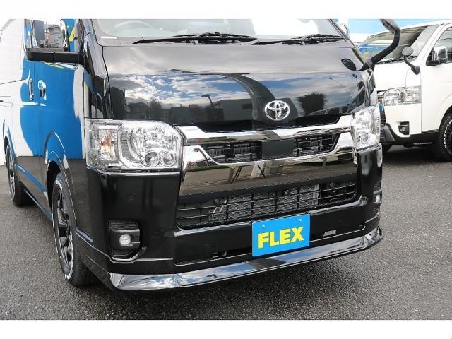 ハイエースバン スーパーGL ダークプライムII BIG-X11インチナビビルトインETC2.0HDMIUSBポートベッドキットフロントスポイラーFLEXオーバーフェンダーネオトレースLEDテールFLEX17インチアルミナスカータイヤローダウン(6枚目)
