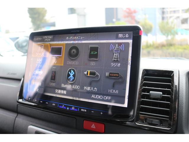 ハイエースバン スーパーGL ダークプライムII BIG-X11インチナビビルトインETC2.0HDMIUSBポートベッドキットフロントスポイラーFLEXオーバーフェンダーネオトレースLEDテールFLEX17インチアルミナスカータイヤローダウン(8枚目)