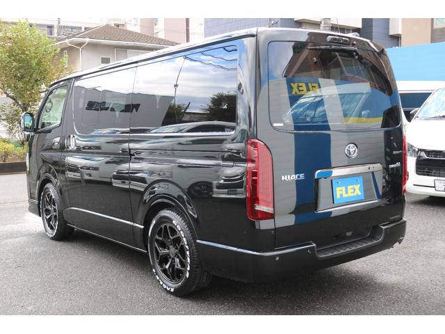 ハイエースバン スーパーGL ダークプライムII BIG-X11インチナビビルトインETC2.0HDMIUSBポートベッドキットフロントスポイラーFLEXオーバーフェンダーネオトレースLEDテールFLEX17インチアルミナスカータイヤローダウン(25枚目)