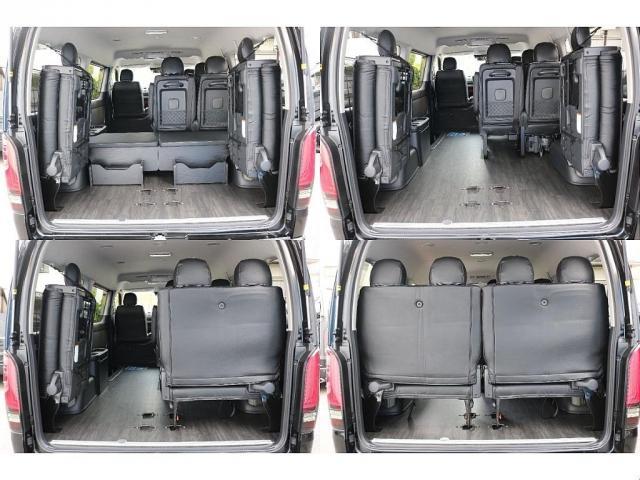 ハイエースワゴン ＧＬ　ロング　ＢＩＧ－ＸナビＥＴＣ２．０フリップダウンモニターＦＬＥＸインテリアパネルステアリングシートカバー床張り施工ＦＬＥＸ１７インチアルミナスカータイヤフロントスポイラーオーバーフェンダーＦＬＥＸテール（16枚目）