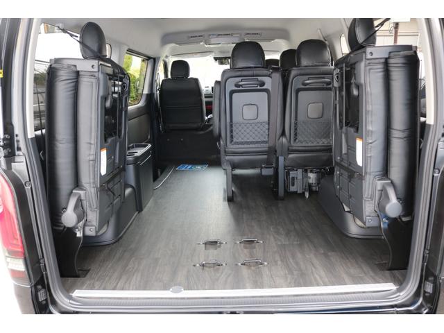 ハイエースワゴン ＧＬ　ロング　ＢＩＧ－ＸナビＥＴＣ２．０フリップダウンモニターＦＬＥＸインテリアパネルステアリングシートカバー床張り施工ＦＬＥＸ１７インチアルミナスカータイヤフロントスポイラーオーバーフェンダーＦＬＥＸテール（26枚目）