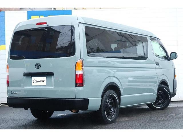 ハイエースワゴン GL Renocaコーストライン角目4灯メッキ部マッドブラック塗装FLEX16インチアルミTOYOタイヤFLEXLEDテールオーバーフェンダーカロッツェリアナビETCフリップダウンモニターシートカバー(8枚目)