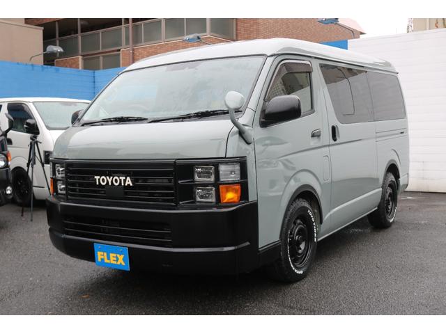 ハイエースワゴン GL Renocaコーストライン角目4灯メッキ部マッドブラック塗装FLEX16インチアルミTOYOタイヤFLEXLEDテールオーバーフェンダーカロッツェリアナビETCフリップダウンモニターシートカバー(9枚目)