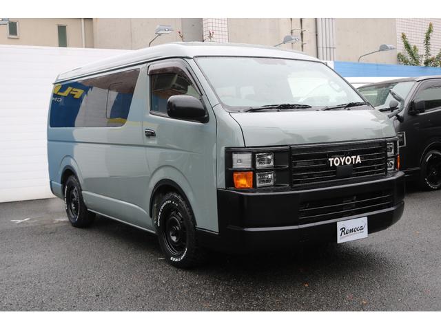 ハイエースワゴン GL Renocaコーストライン角目4灯メッキ部マッドブラック塗装FLEX16インチアルミTOYOタイヤFLEXLEDテールオーバーフェンダーカロッツェリアナビETCフリップダウンモニターシートカバー(10枚目)